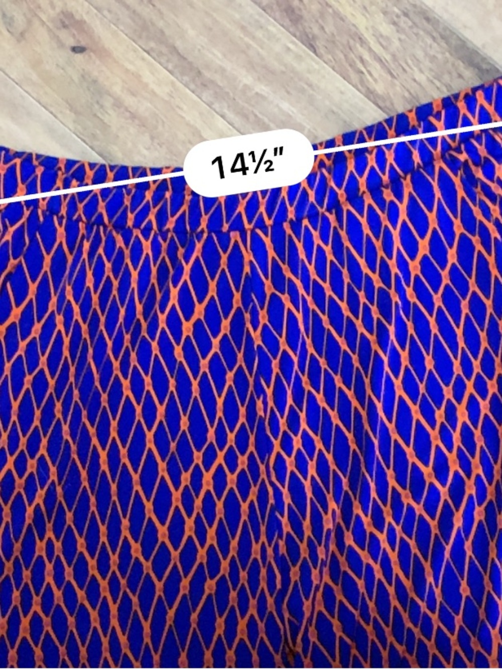 NICO LA Wide Leg Pants L Blue Orange Geometric Pull On Stretch Knit - Picture 11 of 15